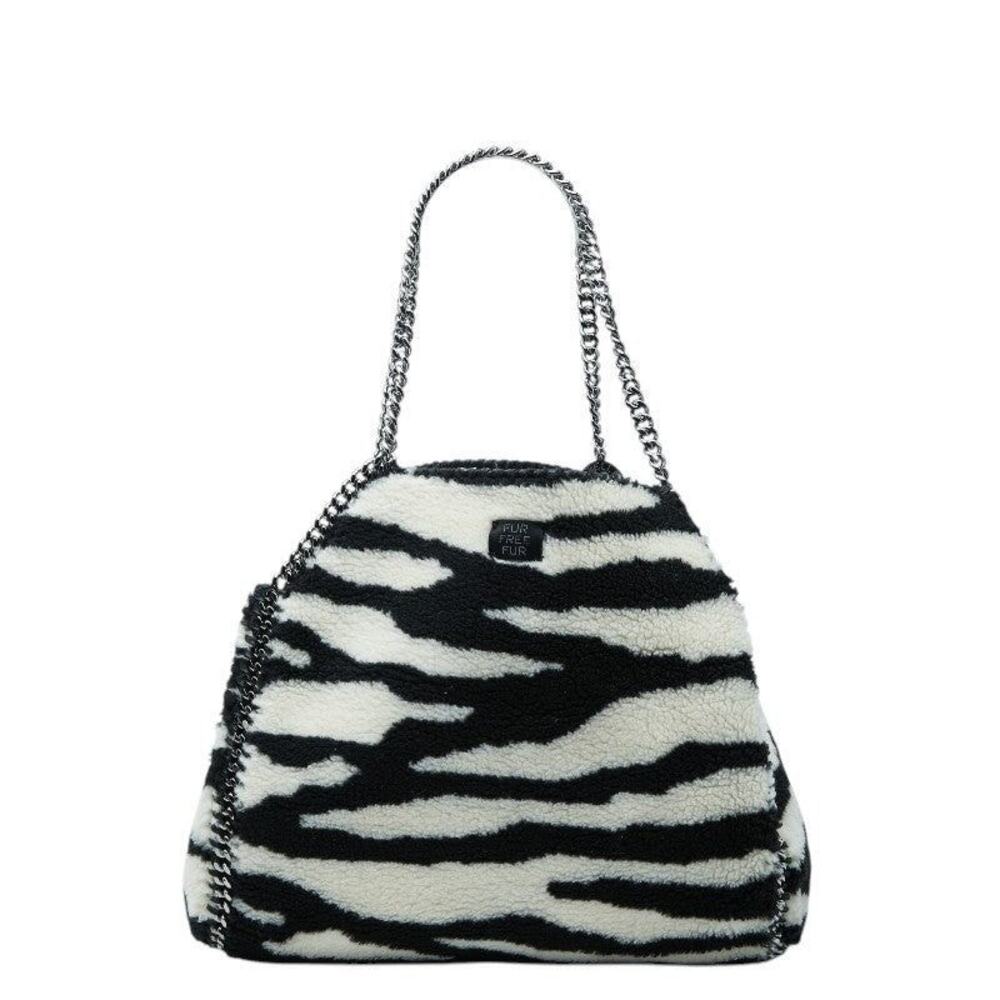 Stella McCartney Falabella Zebra Boa Shoulder Bag White